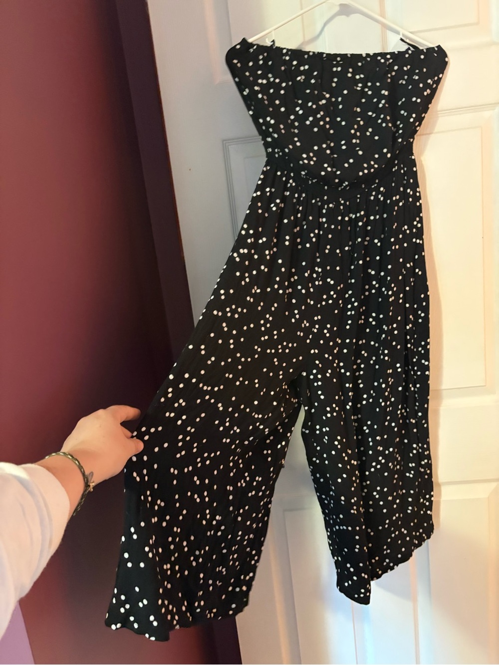 Black Polka Dot Strapless Jumpsuit